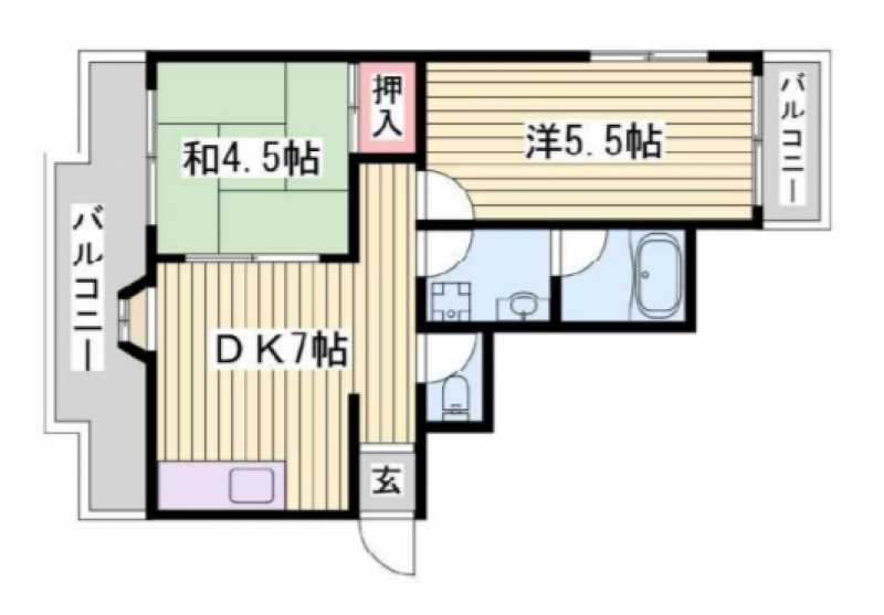 ２ＤＫ、40㎡　使いやすい大きさです。