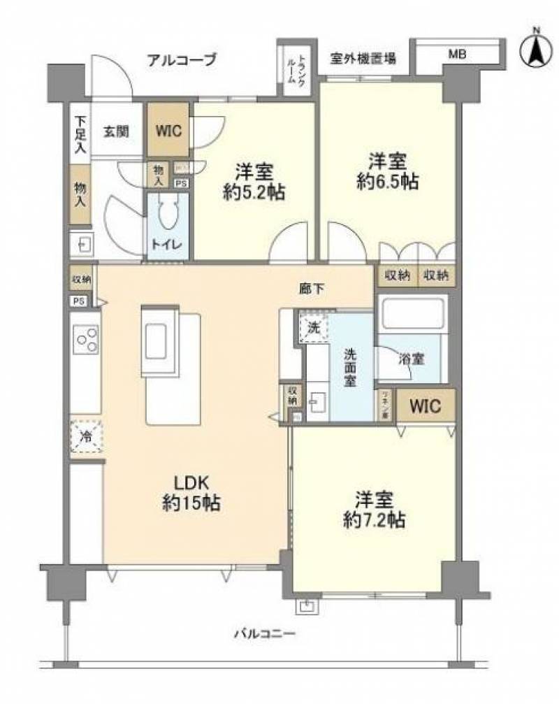 南側に広く接する解放感の高い間取り