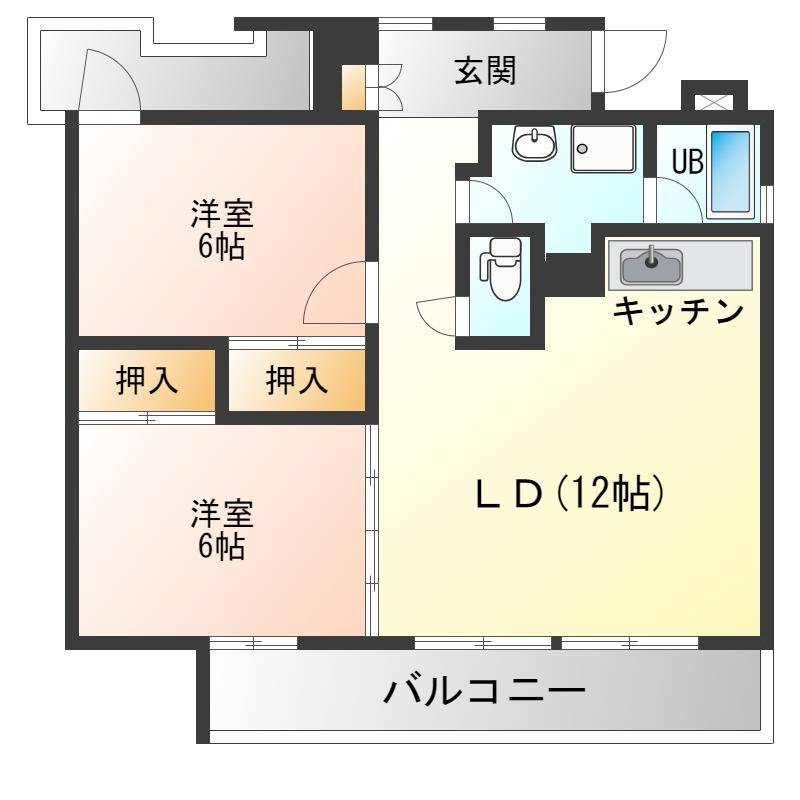 ♫広々２ＬＤＫ、独立角部屋、南向きの為、陽当たり良好！