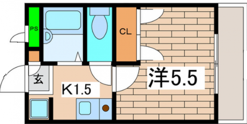 使いやすい１Kのお部屋です。大きいクローゼットが便利