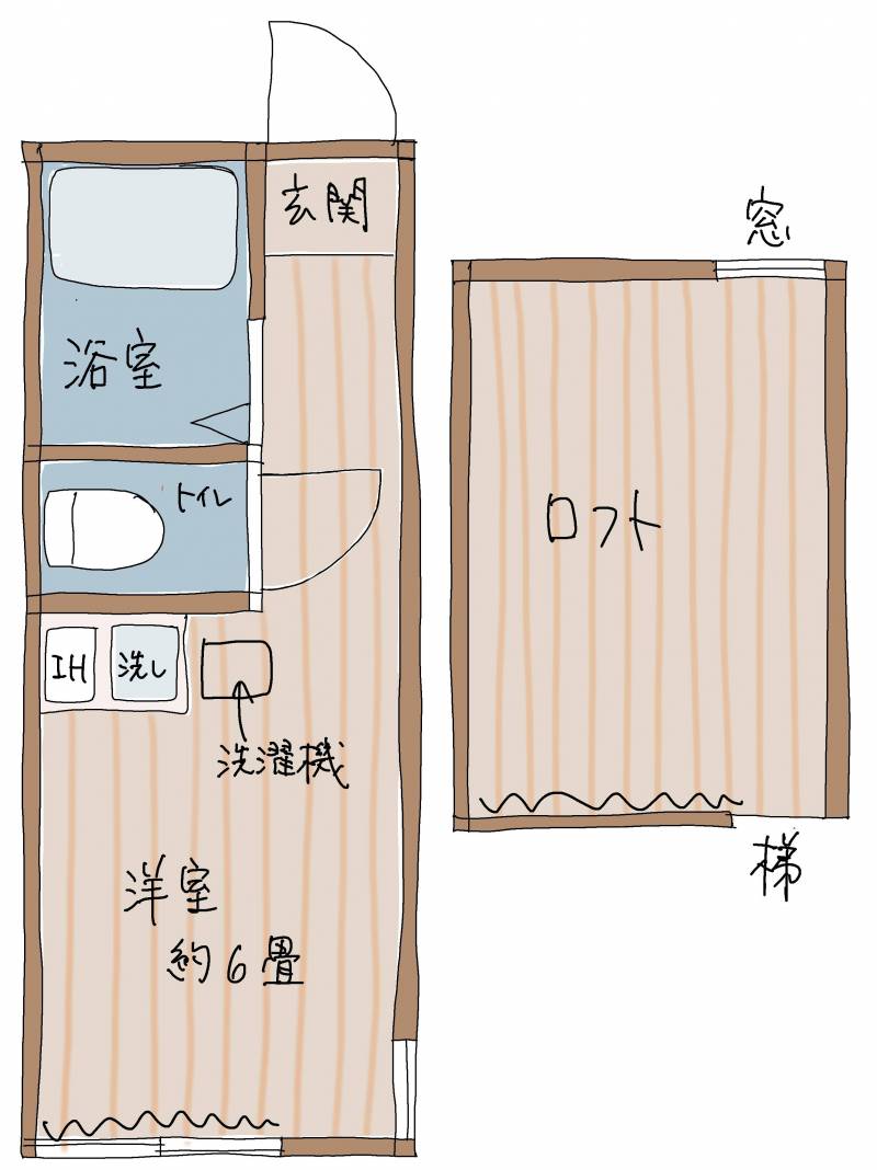 広いロフト付き！二面が窓の明るいお部屋．