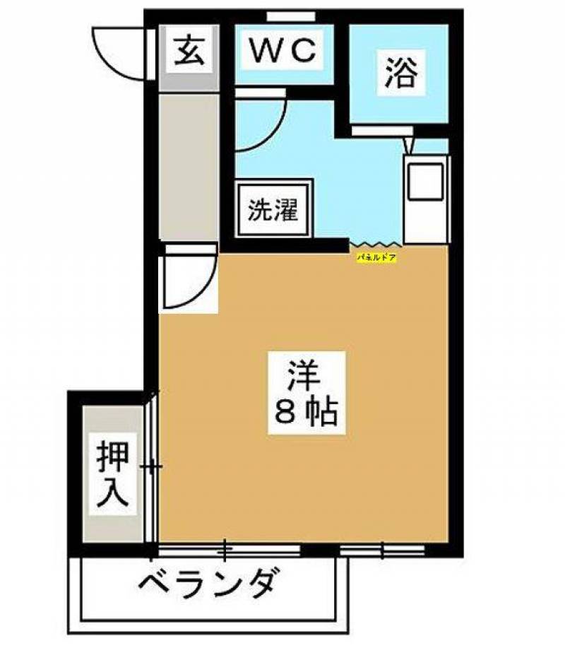 広々8帖居室と3畳のキッチン、バストイレ別の1K♪