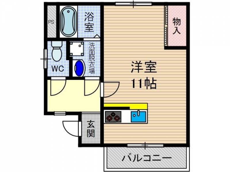 大型ワンルーム♪カウンターキッチン♫