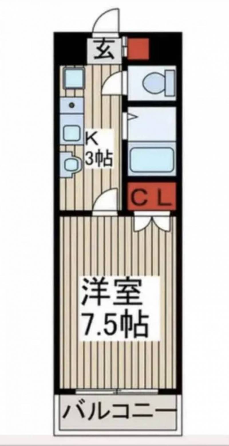 1K 洋室7.5帖K3帖