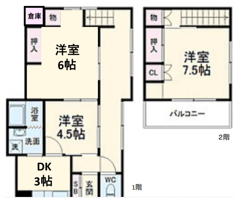 簡易な間取りです。詳細は現地でご確認下さい。