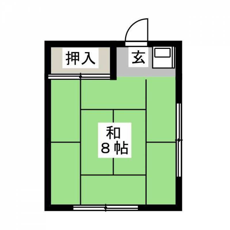 広めのワンルームです。半畳の琉球畳が敷いてあります。