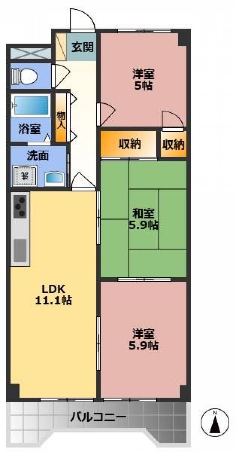 南側にベランダがあり日当たりがとても良いです。