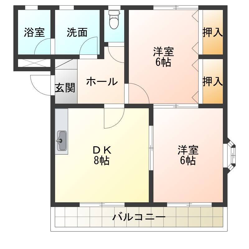 全部屋フローリング、南向きの角部屋です。
