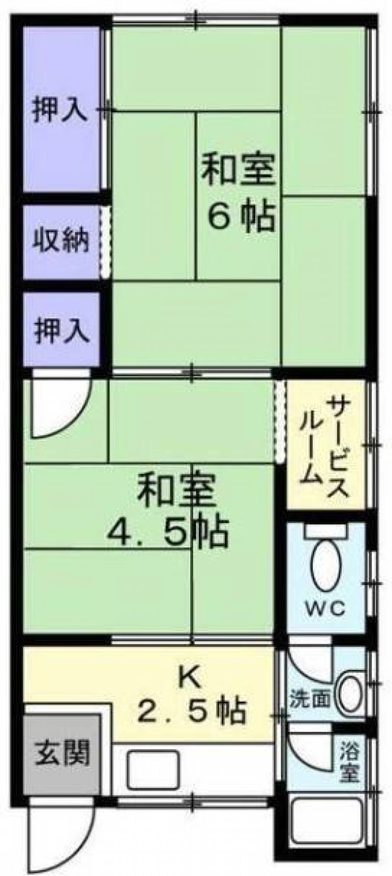 ワンルームより広々使える2Kです