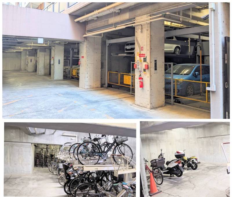 安心・充実の半屋内型駐車場(空有)、屋内駐輪場/バイク置場