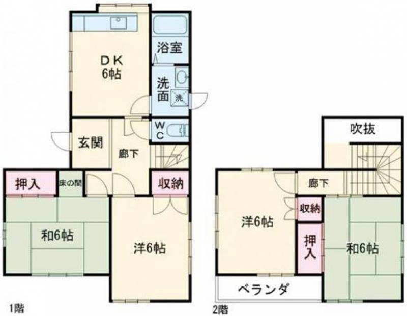 吹き抜けのある4DKの広々とした間取です。