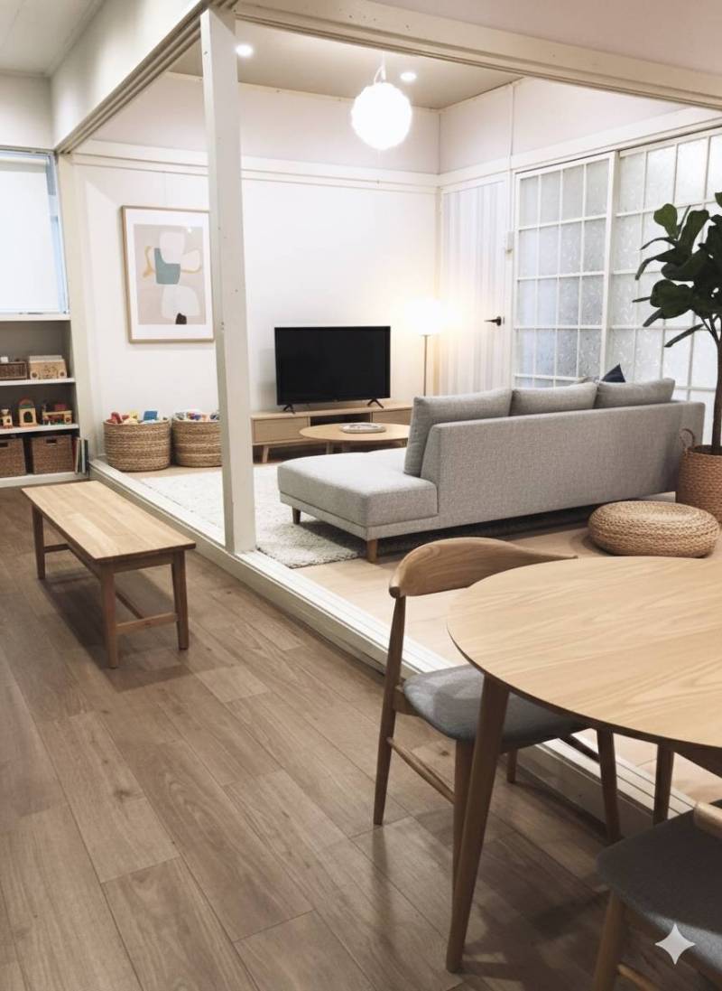 リビングルームをバーチャルステージングしました。