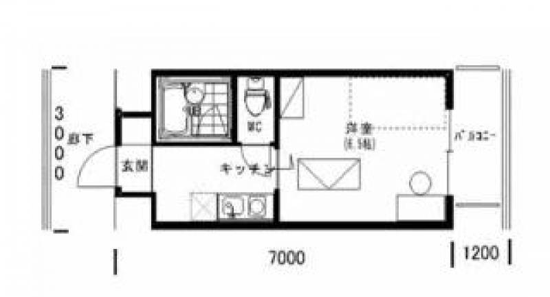 1Kタイプのお部屋です。