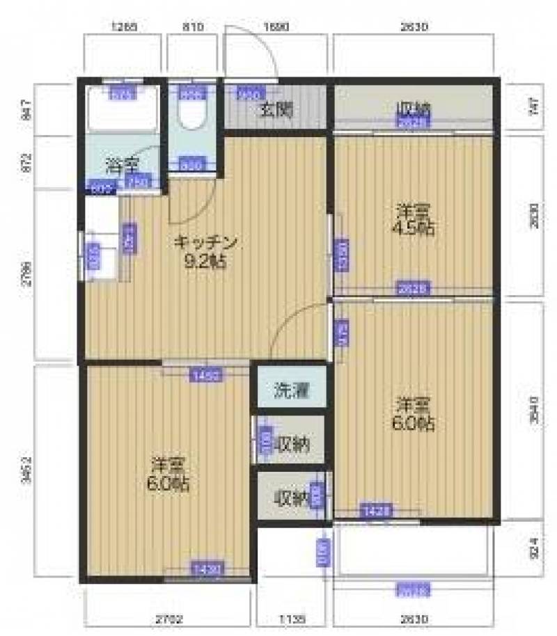すべて洋室の3DKは嬉しいですね