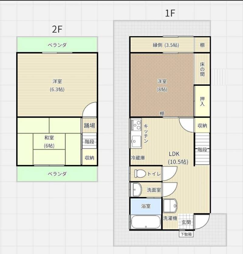 ３LDKで２階はバルコニーが２つあります。
