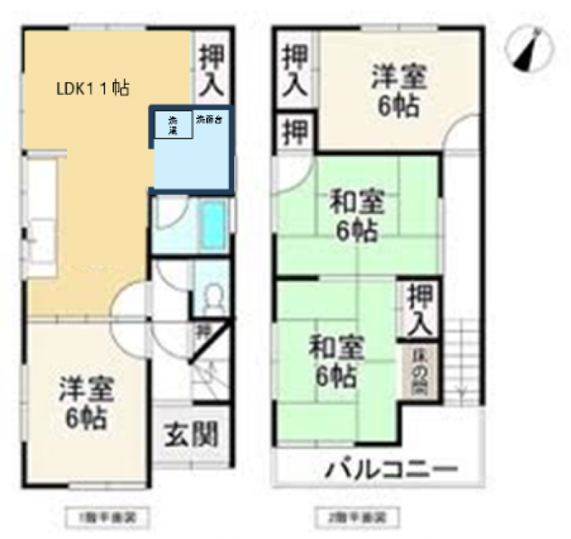 リフォームにより、1階DKと和室をつなげてLDKにします。