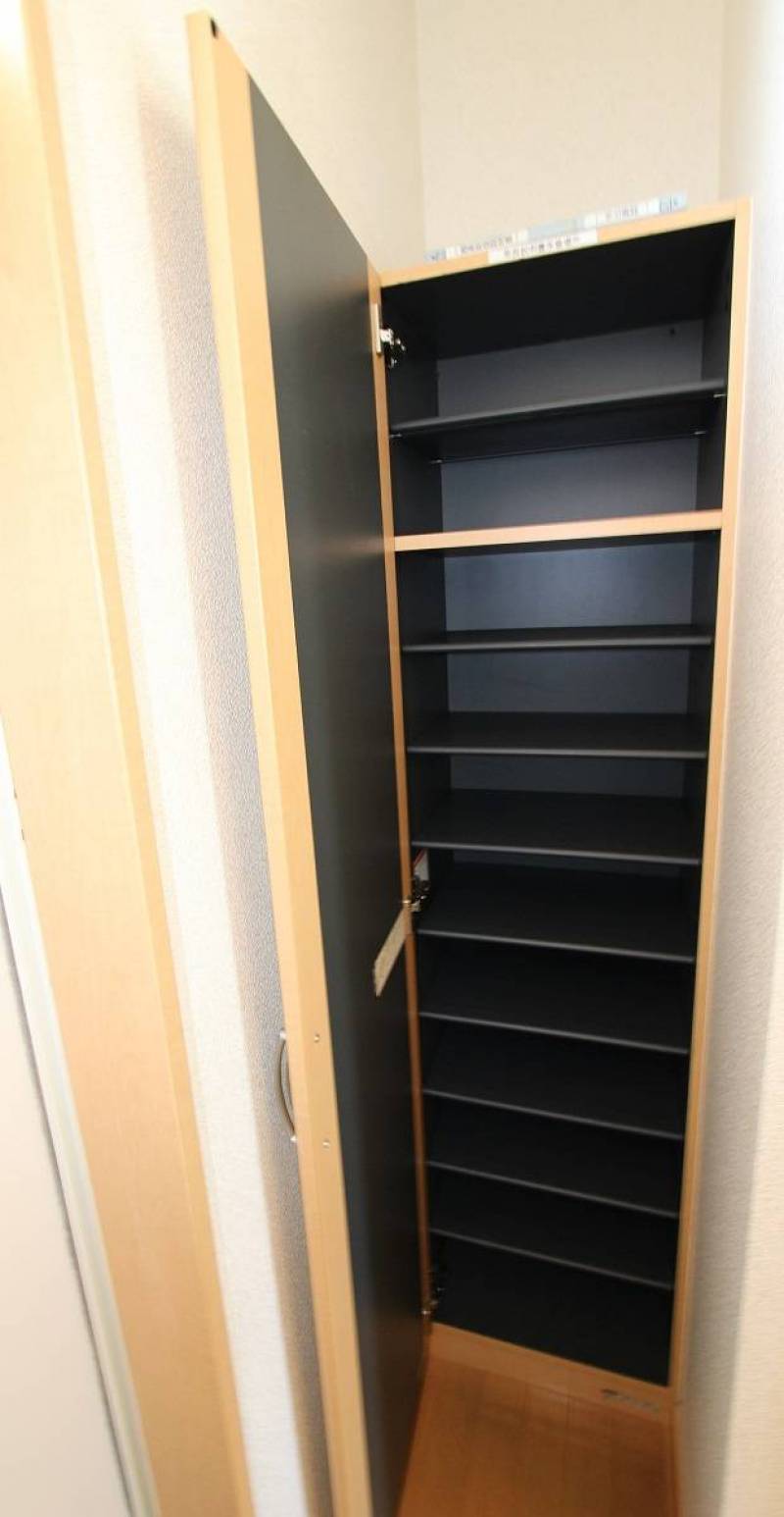 玄関、靴入れは小物も収納できそう。
