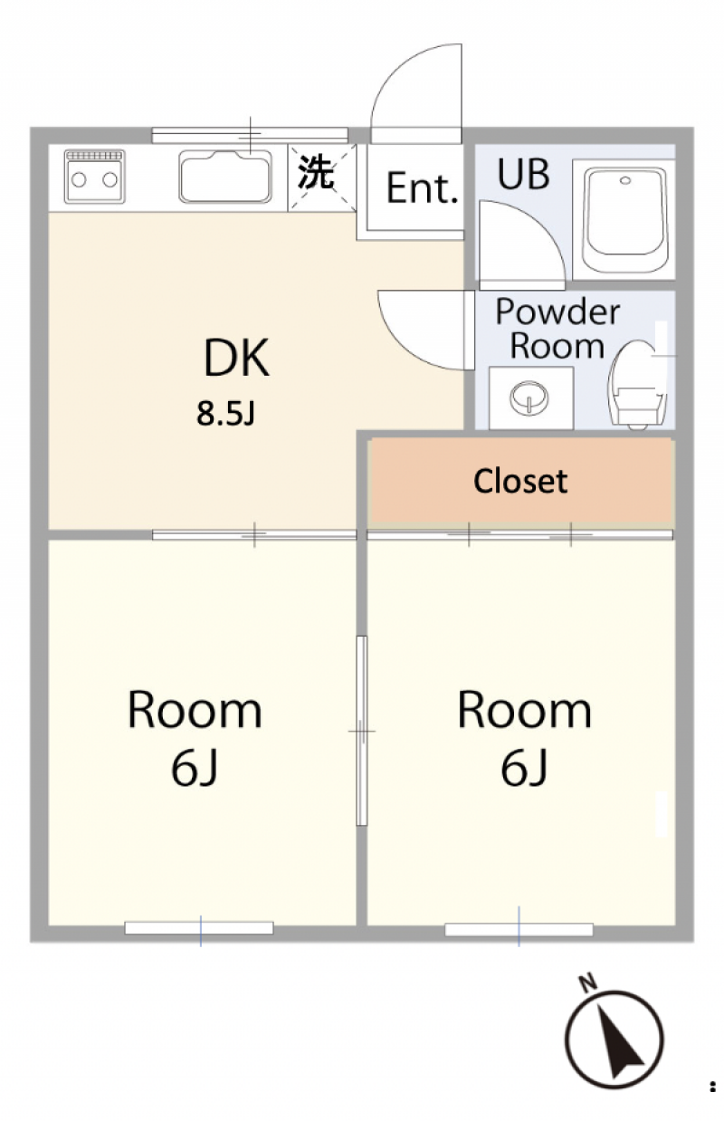使いやすい２DK振り分けタイプです。