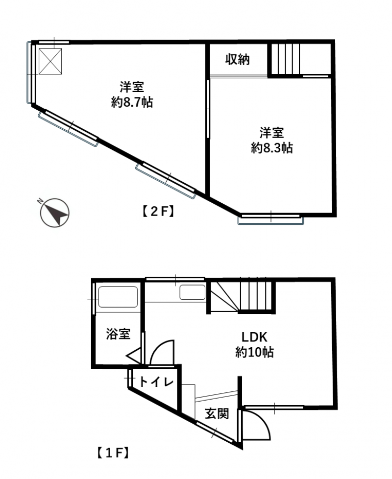 2LDKの広々とした間取りです。