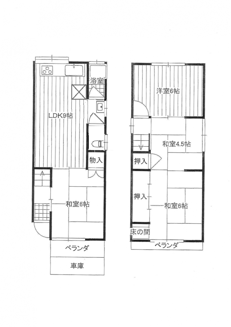 高さ150ｃｍのガレージや倉庫、広い屋根裏収納もあります。