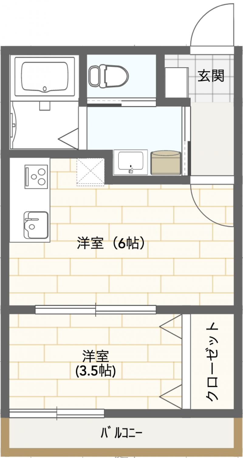 便利な2部屋仕様。もちろん風呂トイレ別