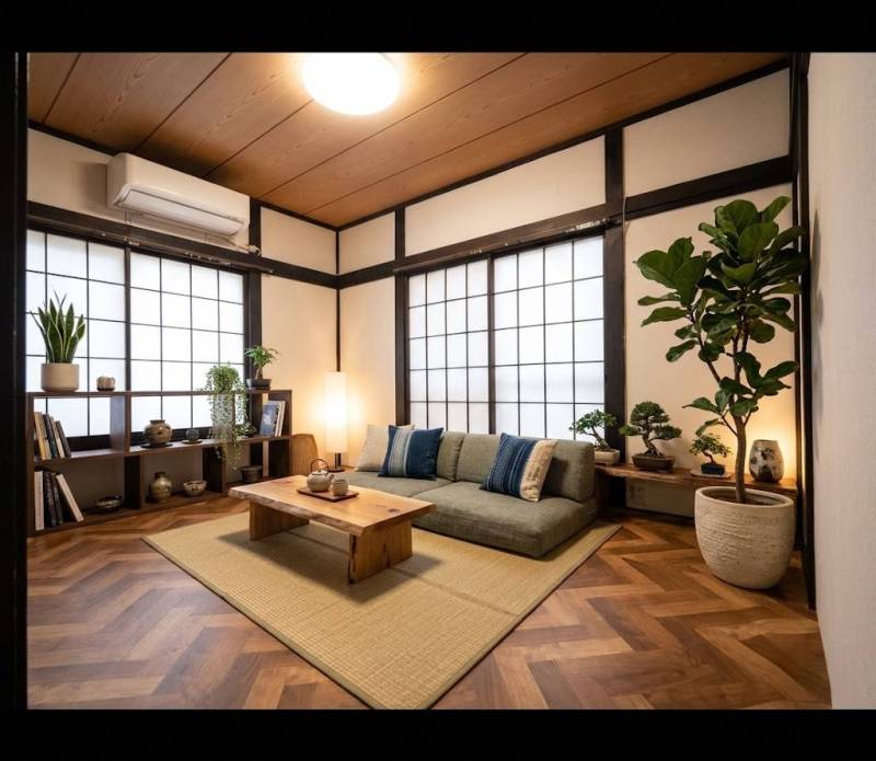 １F6畳
AIで家具を設置したイメージです。