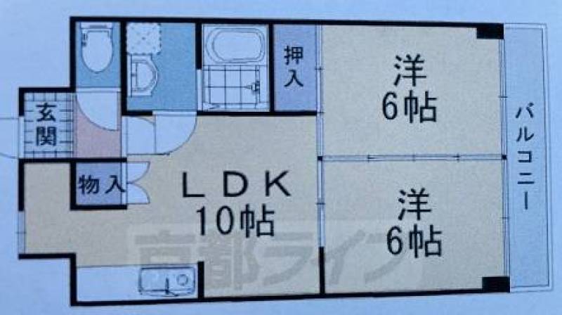 2LDK 洋間6&times;洋間6&times;LDK10
52.56㎡