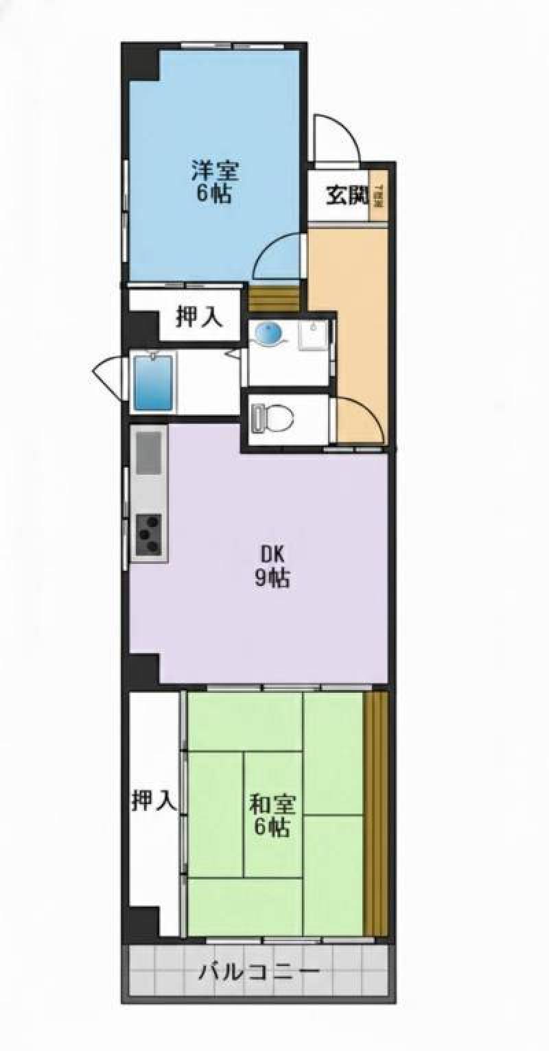 2DK・58平米の間取り図