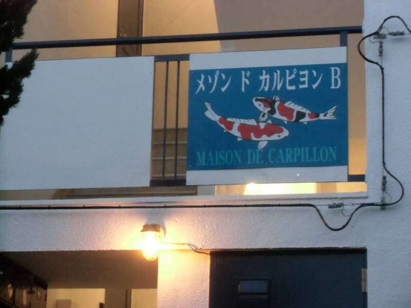 夕方のエントランスで、マリンランプのひかりです。