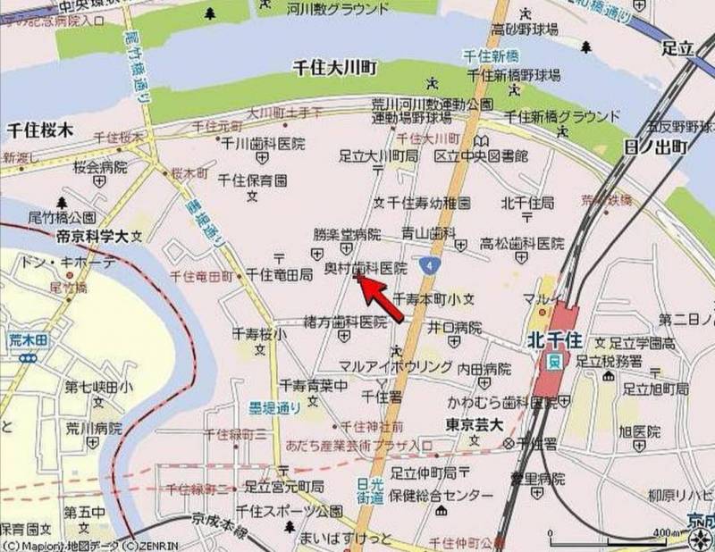 地図(駅から徒歩10分、全室南向き)