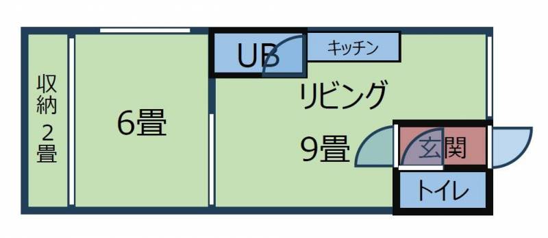 9畳リビング+6畳、バストイレ別