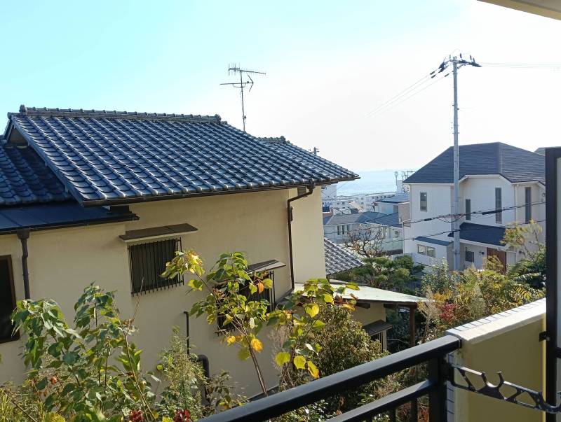 ベランダから海が見える、開放感あり