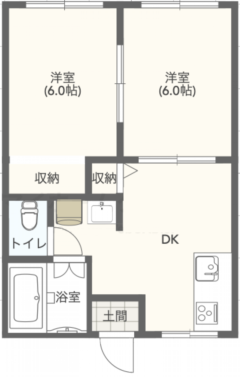 2DKの使いやすい間取りです！