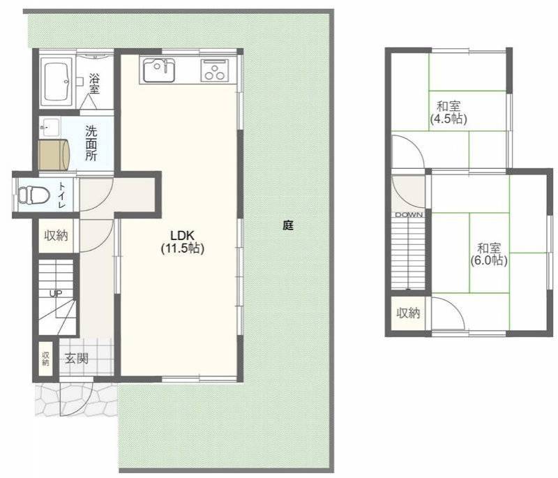 コンパクトな庭付き