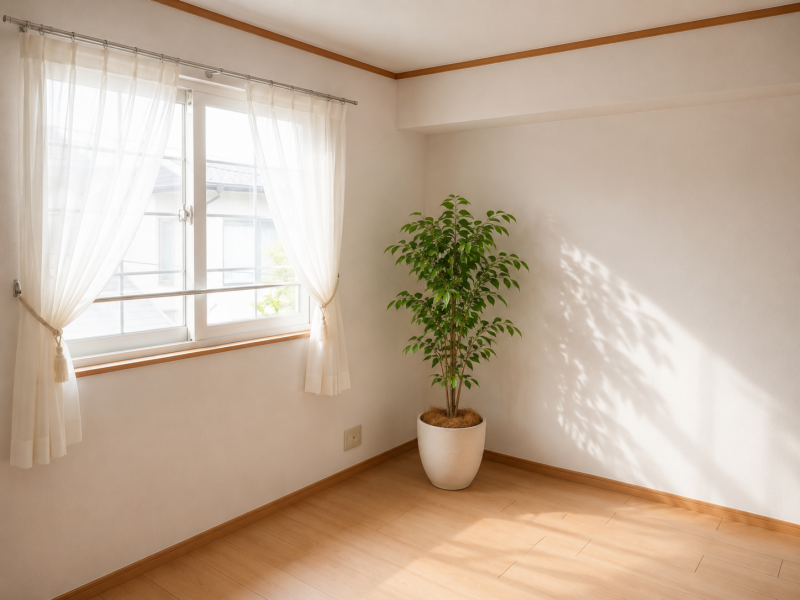 洋室6畳。カーテン、観葉植物はイメージです。