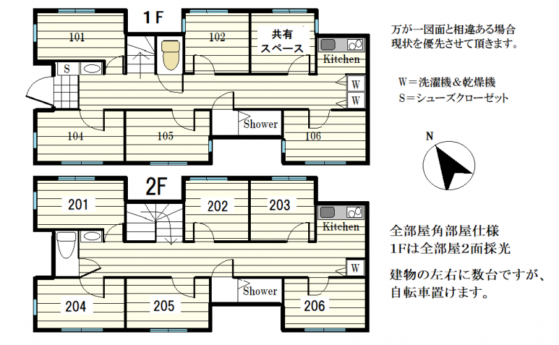 部屋のサイズは全て同じです