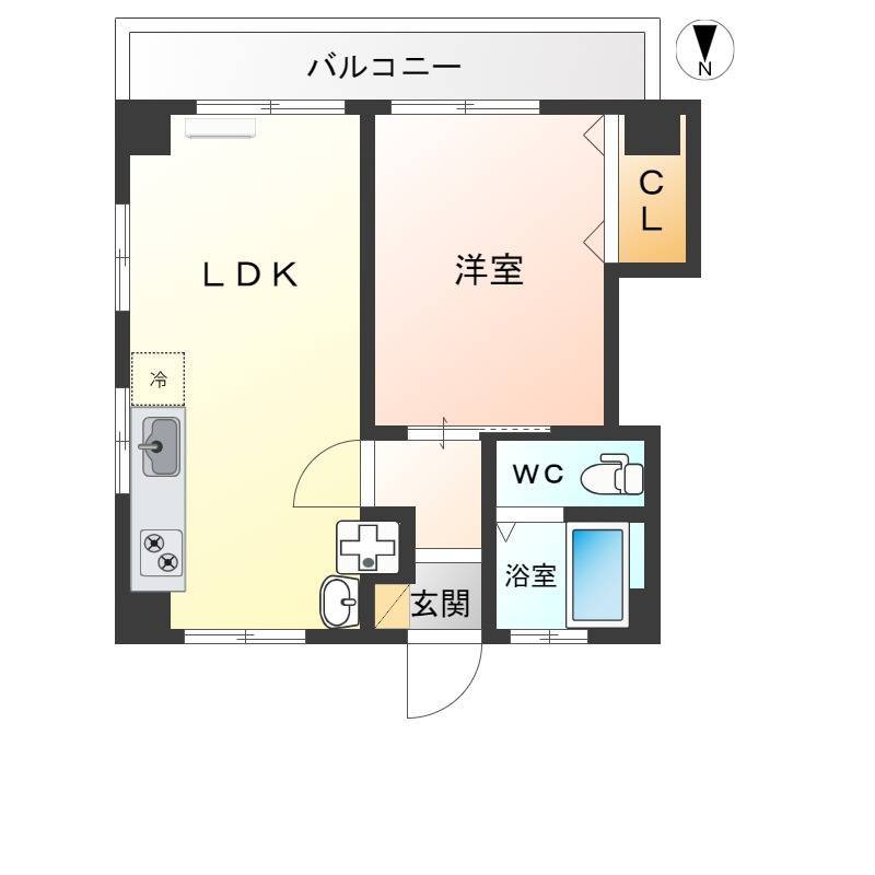 使いやすい１LDKの間取り
洋室も独立タイプです
