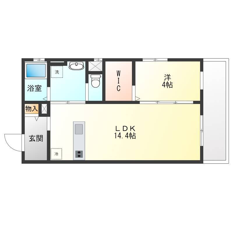 左上が203号室
49.16㎡で広く
角部屋防音機能備え
