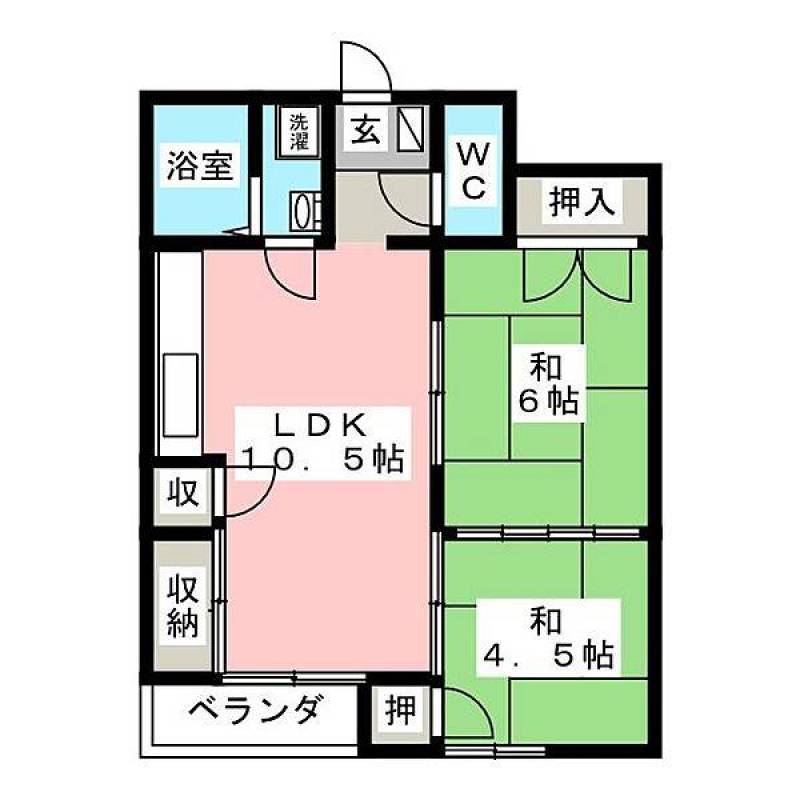 広いLDKがある２LDK、和室はモダンに仕上げました。