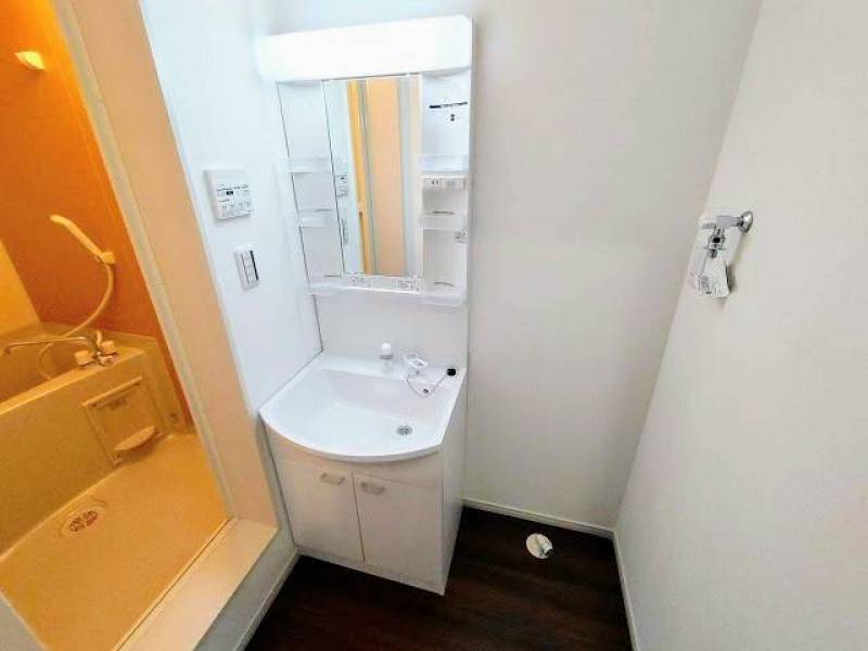 独立洗面台と洗濯機置場