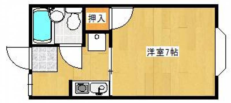 洋室７畳の広々1K