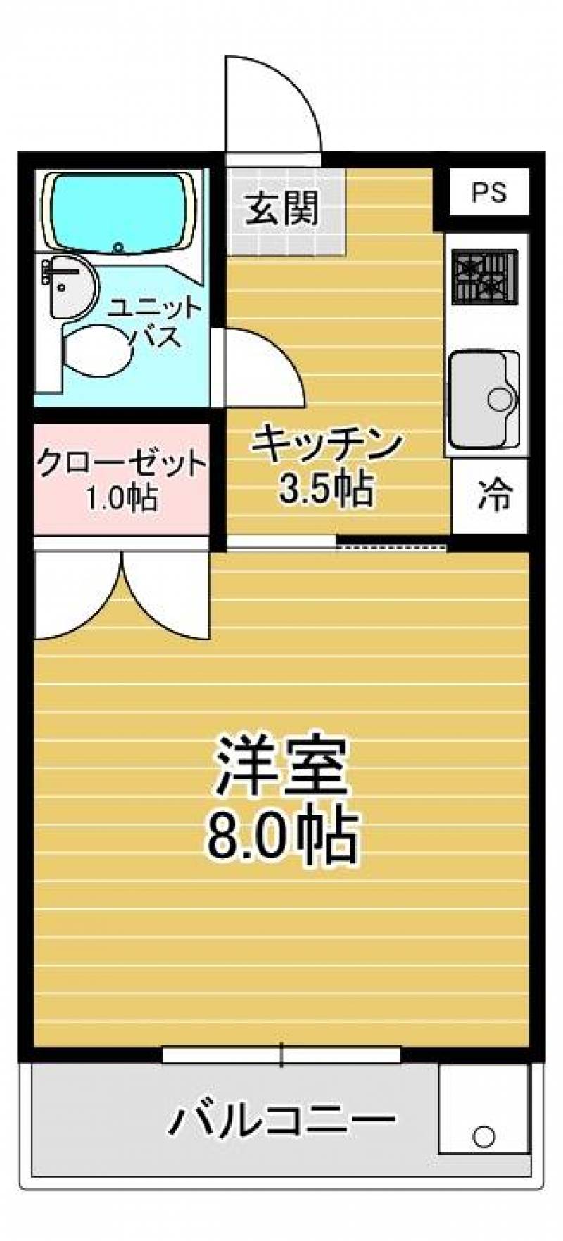 １K物件　インターネット無料　洗濯機置き場はバルコニーです