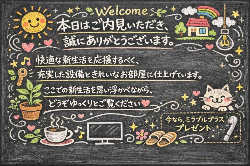 ぜひ、お部屋見に来てください
歓迎します！