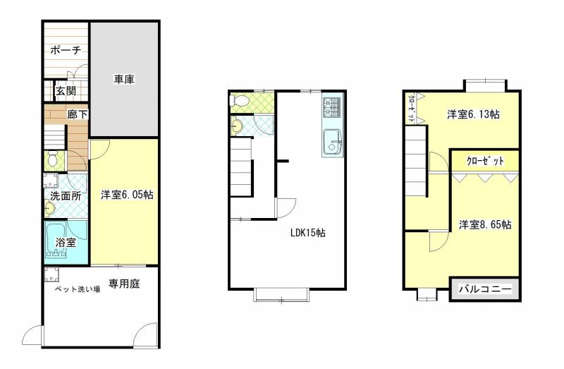 各部屋独立　プライバシー確保した間取り図