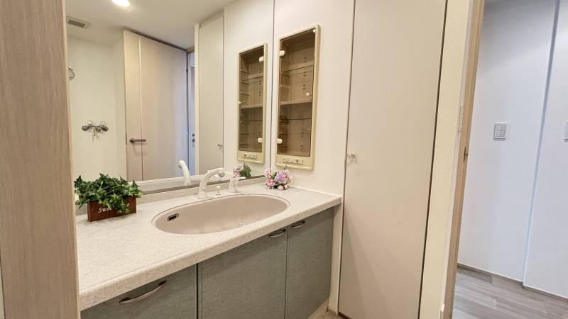 広々洗面所で朝の支度も楽々