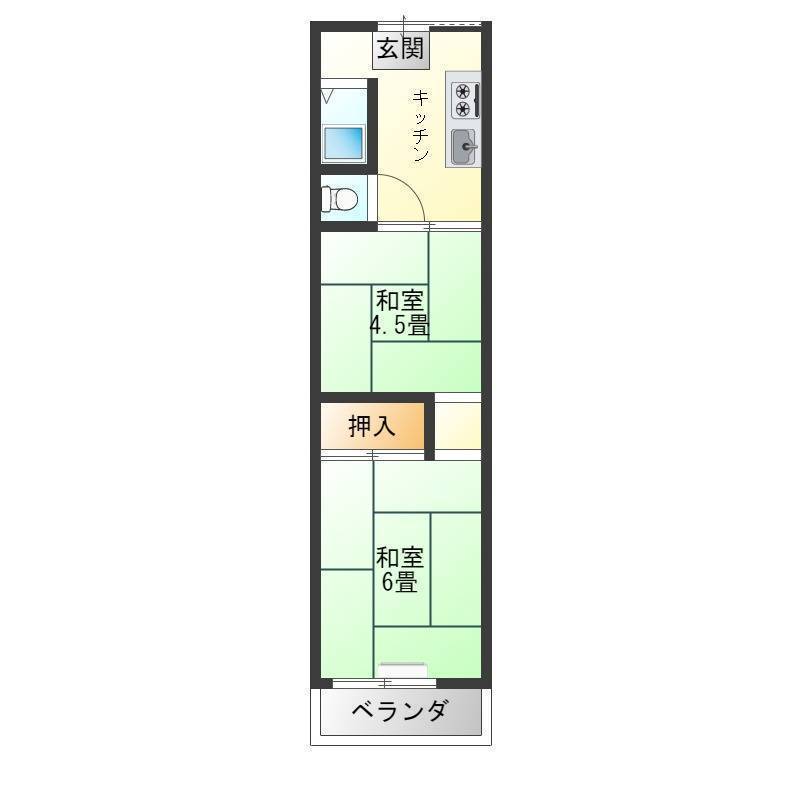 広々使える２Kタイプ
風呂トイレ別ユニット