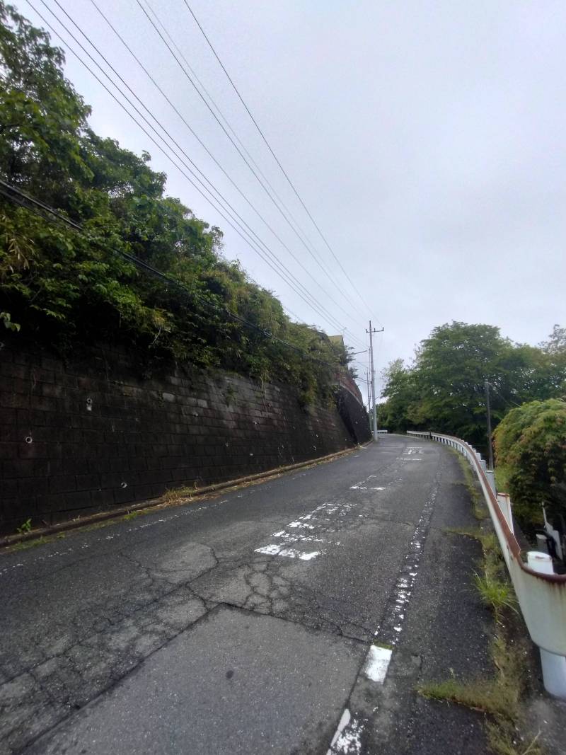 目の前の道路です。坂の上はさらに住宅地密集地になります。
