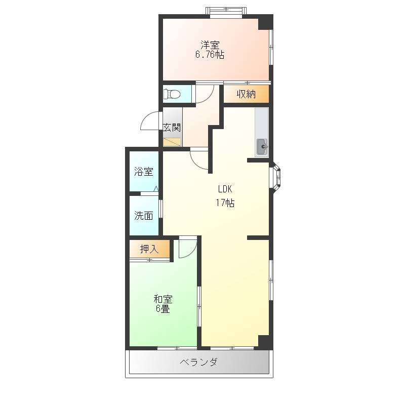 2LDK　３DKへ変更可能