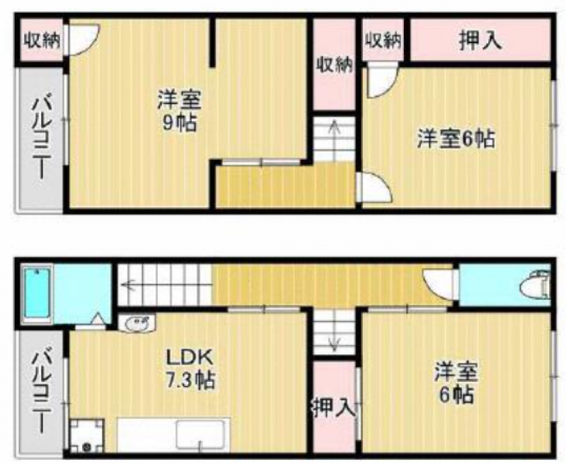 使いやすい振分間取りです　全洋室