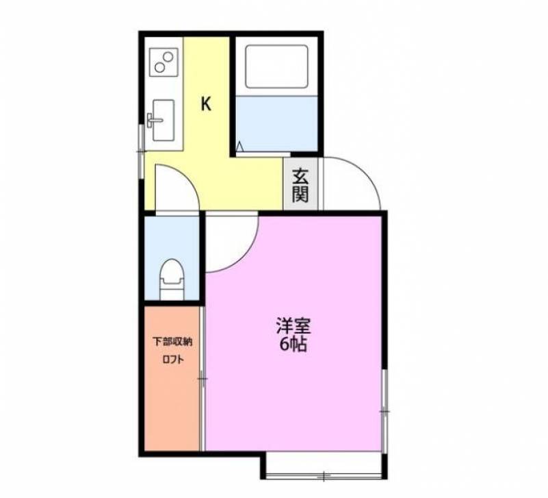 ロフト付きでバストイレ別の１Kタイプのお部屋です。２面採光！